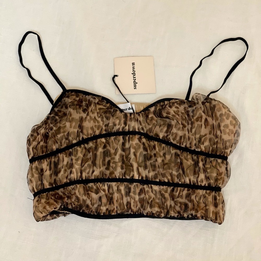 Revolve superdown Alexa Ruched Cami Top Leopard - Picture 2 of 4